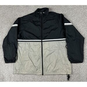 Vintage Nike Windbreaker Jacket Mens Large Black Full Zip‎ Mock Neck 90s Y2K